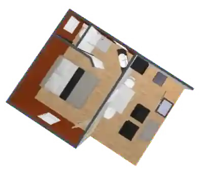 Ti'Coco, 34m², one bedroom with a double bed, indoor and outdoor shower, and a terrace where you'll enjoy cooking.