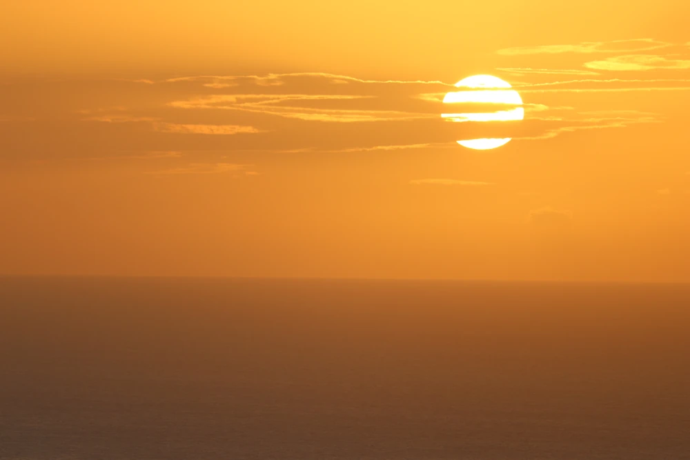 Orange sunset sky over Guadeloupe’s leeward coast